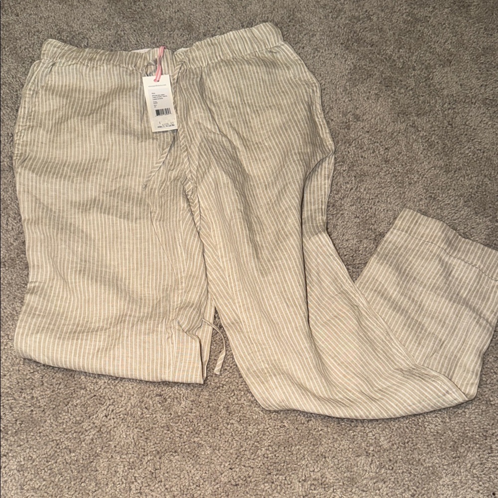 Vineyard Vines Beige Striped Ankle Pants